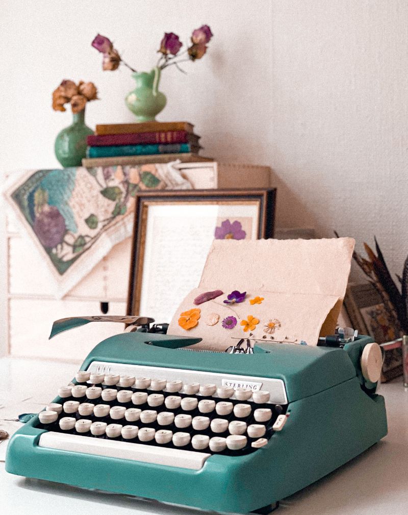 teal typewriter